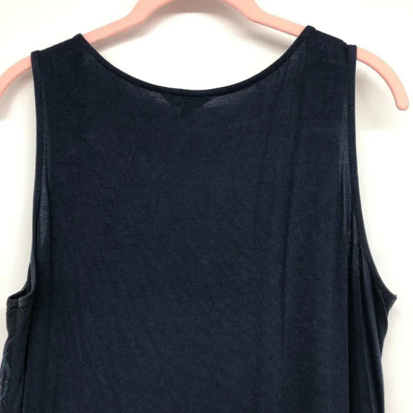 RW&Co Navy Sleeveless Beaded Mesh Detail Tank Top size M - Picture 12 of 15
